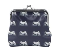 Portafoglio da donna in pelle con 5 scomparti, portamonete, porta carte, portachiavi, porta monete, chiusura a scatto, pochette, piccola borsa da donna con fibbia, stampa senza cuciture su nero.