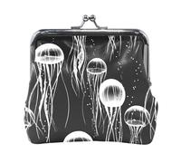 Portafoglio da donna in pelle con 7 monete, porta carte, chiavi e monete, con chiusura a scatto, pochette, piccola borsa da donna con fibbia, simpatico bradipo sui rami di un albero con foglie verdi.