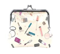 Portafoglio da donna in pelle con 9 monete, con chiusura a scatto, porta carte, chiavi e monete, con chiusura a scatto, piccolo da donna, con fibbia, stampa con simpatico cane bassotto marrone sul r