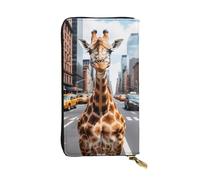 Portafoglio da donna in pelle con ananas, carino pochette da donna, minimalista, impermeabile, porta carte di credito, Giraffa a New York, Taglia unica