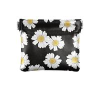 Portafoglio da donna in pelle con chiusura, camomilla margherita fiori nero bianco, ragazze donne signore, Fiori Camomilla Margherita Nero Bianco, 1 Size, Accessorio da viaggio