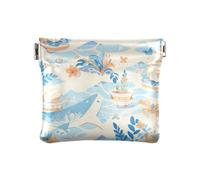 Portafoglio da donna in pelle con conchiglie onde oceaniche spiaggia stella marina blu uomo donna viaggio cambiamento portafoglio fantasia, Conchiglie Ocean Waves Spiaggia Stella Marina Blu, 1 Size,