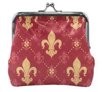Portafoglio da donna in pelle con fibbia a giglio dorato, rosso e diamante, oro Lily Diamond Red, UNITALLA Gold Lily Diamond Red, UNITALLA Classic, Oro Lily Diamond Red, Taglia unica, Classic