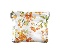 Portafoglio da donna in pelle con foglie di frutti rossi, borsa per il trucco, borsa da viaggio per uomo e donna, Foglie di Frutti Rossi, 4.33"(L) x 3.74"(W) x 0.39"(H), classico