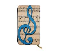 Portafoglio da donna in pelle con galline e fattoria, carino pochette da donna, minimalista, impermeabile, porta carte di credito, Note musicali blu., Taglia unica
