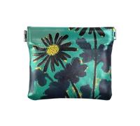 Portafoglio da donna in pelle con margherita nera, mini portamonete, portamonete, fiore margherita nera, 1 size, moderno