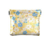 Portafoglio da donna in pelle con margherite bianche e blu, gialle, accessorio da viaggio carino per donne da viaggio, blu bianco margherita fiori gialli, 1 size, moderno