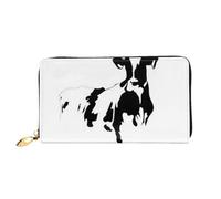 Portafoglio da donna in pelle con mucca in bianco e nero porta carte di grande capacità borsa da donna con scomparti per carte multiple borsa lunga da donna con scomparto con cerniera 19 cm x 10,5 cm