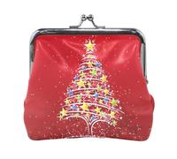 Portafoglio da donna in pelle con portamonete, porta carte, portachiavi, porta monete, chiusura a scatto, pochette, piccola borsa da donna con fibbia, stampa scandinava, gnomo natalizio su nero.
