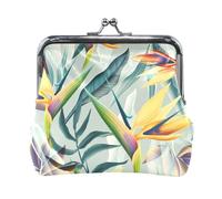 Portafoglio da donna in pelle con portamonete, porta carte, portachiavi, porta monete, chiusura a scatto, pochette, piccola borsa da donna con fibbia, simpatico bradipo sui rami di un albero con fogli