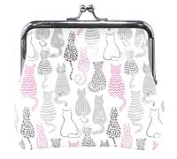 Portafoglio da donna in pelle grigia con motivo di gatti, carino animale per cambio carte, Lovely Cats Gray, UNITALLA Classic, Lovely Cats Gray, UNITALLA Classic, Lovely Cats Gray, Taglia unica