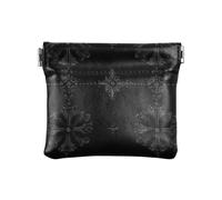 Portafoglio da donna in pelle nera con fiore vintage carino borsa per il trucco borsa cambiamento borsa per donne signore, Fiore vintage nero, 1 size, Stampa artistica
