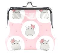 Portafoglio da donna in pelle personalizzata, simpatico ippopotamo, rosa bacio, piccolo portafoglio, simpatico ippopotamo, rosa, taglia unica, Simpatico ippopotamo, rosa, Taglia unica, Classico