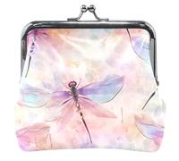 Portafoglio da donna in pelle personalizzato carino ed elegante design a libellula con fibbia a bacio con fibbia a cambio piccolo per ragazze Libellula elegante acquerello UNITALLA elegante libellula