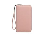 Portafoglio da donna in pelle pieno fiore, grande pochette da viaggio con scomparti multipli per schede, chiusura lampo con blocco RFID, rosa, Taglia unica