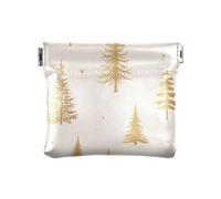 Portafoglio da donna in pelle PU con piccole monete e mini carte di credito, motivo sagome di conifere dorate, Modello di sagome di conifere dorate, 1 Size, Accessorio da viaggio