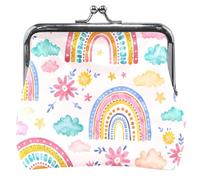 Portafoglio da donna in pelle rosa arcobaleno con fibbia baciata Rainbow Cloud Pink, UNITALLA Rainbow Cloud Pink, UNITALLA, Rainbow Cloud Pink, Taglia unica, Classic