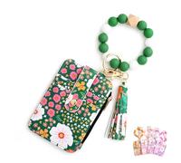 Portafoglio da donna in stile bohémien con motivo floreale, portafoglio con perline da donna, porta carte, braccialetto, portachiavi, portafogli, design pronto per essere regalato, C, 1, Rétro