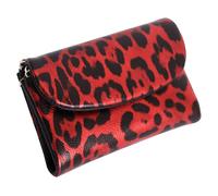 Portafoglio da donna in vera pelle con stampa leopardata, con blocco RFID, morbido, con grande capacità, 6 scomparti per carte di credito e design multifunzionale, Rosso, Classico