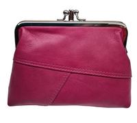 Portafoglio da donna in vera pelle morbida con clip superiore doppia tasca portafoglio porta carte, Rabarbardo, Taglia unica, porta carte in pelle