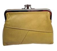 Portafoglio da donna in vera pelle morbida con clip superiore doppia tasca portafoglio porta carte, Senape, Taglia unica, porta carte in pelle