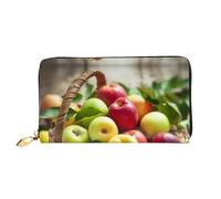 Portafoglio da donna lungo pochette portafoglio in microfibra pelle cerniera da viaggio borsa lunga giallo verde rosso frutta in un cestino stampato portafoglio mobile, nero, taglia unica