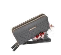 Portafoglio da donna lungo Portafogli Femminili Nappa Portamonete Porta Carte Portafogli Doppia Cerniera In Pelle PU Frizione Lusso Soldi Telefono Borsa, a-grigio, Taglia unica