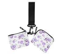 Portafoglio da donna minimalista con margherite floreali viola portamonete mini moda cerniera portafoglio da polso con cerniera tasca portamonete per le donne 2 pezzi