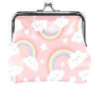 Portafoglio da donna personalizzato in pelle carino nuvola arcobaleno rosa chiusura bacio fibbia borsa cambio valuta arcobaleno cloud rosa (2), taglia unica, Rainbow Cloud Pink (2), Taglia unica
