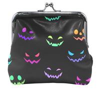 Portafoglio da donna personalizzato in pelle fantasmi, viso al neon, bacio, con fibbia di cambio, Halloween Ghosts Face Neon, UNITALLA Classic, Halloween Ghosts Face Neon, UNITALLA Classic, Halloween