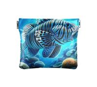 Portafoglio da donna, piccolo astuccio per rossetto, per borsetta, mini borse per il trucco, Pesce Blu Mare, Motivo: