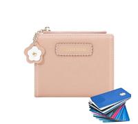 Portafoglio da donna piccolo, multiuso, con finestra per documento d'identità, portafoglio bifold con finestra, organizer per carte di credito, con cerniera e tasca per carte di credito, rosa, Refer