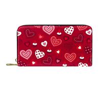 Portafoglio da donna Pochette da donna Portacarte Organizer Borsa con cerniera in pelle San Valentino Cuore rosso