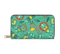 Portafoglio da donna, portafoglio in pelle bifold multi carta, divertenti animali nella giungla portafogli da donna, borsa lunga