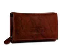 Portafoglio Da Donna RFID Blocker Kellnerbörse Marrone In Vera Pelle OPJ704N