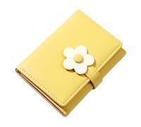 Portafoglio da donna semplice e carino fiore studente portafoglio donna breve triplo portafoglio donna nota 9 custodia portafoglio, giallo., taglia unica
