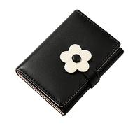 Portafoglio da donna semplice e carino fiore studente portafoglio donna breve triplo portafoglio donna nota 9 custodia portafoglio, Nero , taglia unica