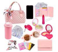 Portafoglio da gioco per ragazze - con sciarpa di seta, cosmetici finti, borsa per bambine che fanno come si gioca | sorelle, compagni di ambini in età prescolare, 3-6 anni,