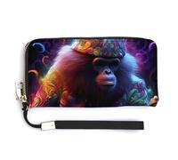 Portafoglio da polso da donna con scimmia astratta che suona musica rock in pelle lunga borsa porta carte pochette, Stile:, 20.0*10.5cm