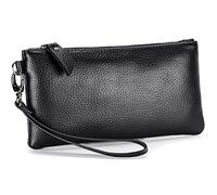 Portafoglio da polso in vera pelle di mucca minimalista da donna, pochette per telefono casual classica, portafoglio da donna versatile con cinturino da polso rimovibile