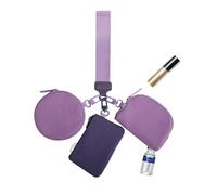 Portafoglio da polso portachiavi, tre monete da donna, traccia di monete, tag di monete portatile zip staccabile intorno alla moneta per una borsa per un breve viaggio e, viola., Se référer au