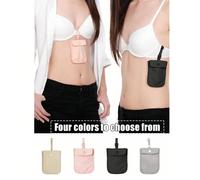 Portafoglio da reggiseno con blocco RFID - Morbido e delicato sulla pelle, regolabile, chiusura a bottone per evitare la caduta degli oggetti, leggero e traspirante, lavabile e riutilizzabile, tasca n