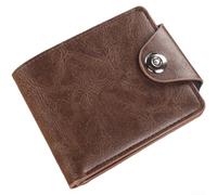 Portafoglio da uomo bifold con chiusura magnetica e design splicing, sottile, in pelle PU, con scomparto portamonete e molti scomparti per carte di credito, per l'uso quotidiano (marrone)