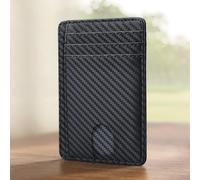 Portafoglio da uomo con blocco RFID Porta carte di credito per uomo donna in pelle sottile sottile minimalista Rfid porta carte Ridge Pocket Portafoglio da viaggio, Nero carbonio., 1.5 inches, moderno