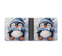 Portafoglio da uomo con pinguini e fiocchi di neve in resistente pelle PU, a due ante con portamonete e organizer sicuro per carte di credito.