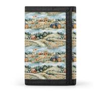 Portafoglio da uomo con stampa di trattore floreale villaggio, piccolo portafoglio bifold da uomo, 8 porta carte di credito, tasca frontale sottile minimalista