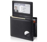 Portafoglio da uomo con supporto AirTag, in pelle bifold con blocco RFID 1-2 ID Windows 12-13, porta carte di credito, confezione regalo e pellicola protettiva inclusi, AirTag non incluso, Nero