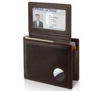 Portafoglio da uomo con supporto AirTag, in pelle bifold con blocco RFID 1-2 ID Windows 12-13, porta carte di credito, confezione regalo e pellicola protettiva inclusi, AirTag non incluso, Nero e