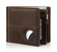 Portafoglio da uomo con supporto AirTag, in pelle bifold con blocco RFID 1-2 ID Windows 12-13, porta carte di credito, confezione regalo e pellicola protettiva inclusi, AirTag non incluso, Caff蠳curo