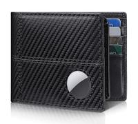 Portafoglio da uomo con supporto AirTag, in pelle bifold con blocco RFID 1-2 ID Windows 12-13, porta carte di credito, confezione regalo e pellicola protettiva inclusi, AirTag non incluso, Nero